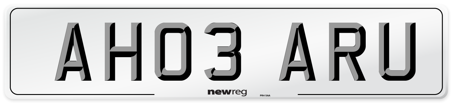 AH03 ARU Number Plate from New Reg